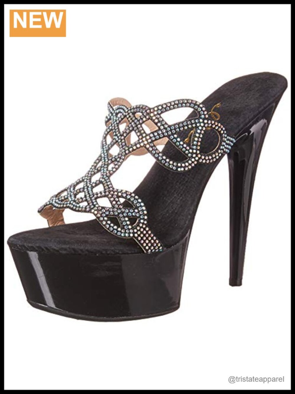Platform Sandal Rhinestone Upper Ankle Strap Slip On Dress Heels